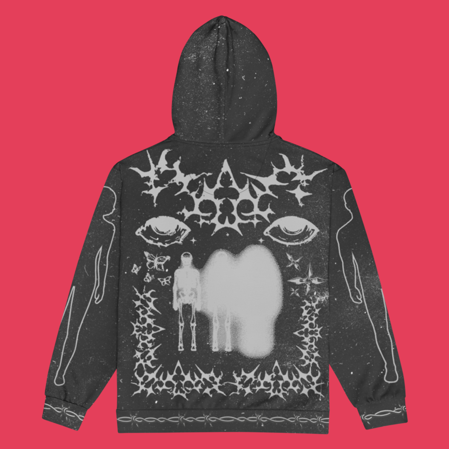 ☆韓国☆［BORN CHAMPS］Tribal Shadow Over-fit Hood T 8C S-XL ZHaobin Streetwear Y2K Zip Up Hoodie Men Women New Style